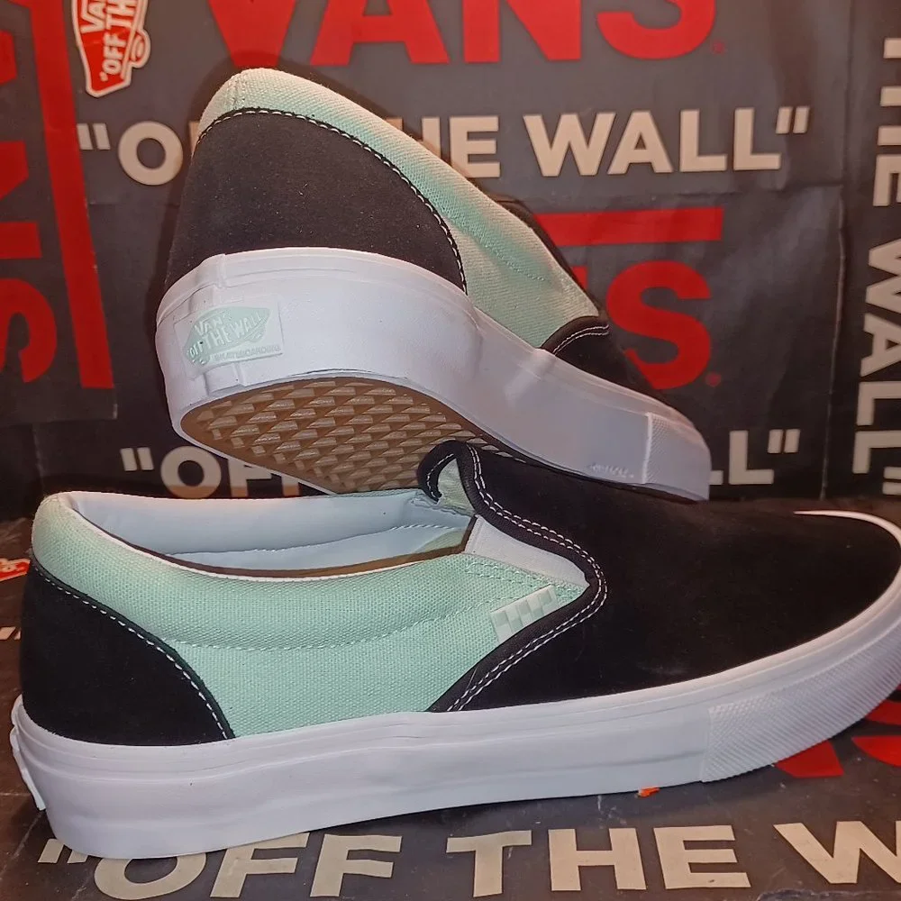 Vans Skate Slip On Mint Green Black Size US 11.5 Men New VN0A5FCAM2T Sneakers